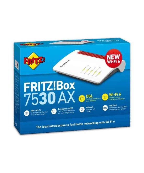 ROUTER ADSL2/VDSL2 FRITZ BOX 7530 AX INTERNATIONAL WIRELESS 6 1800 MBP