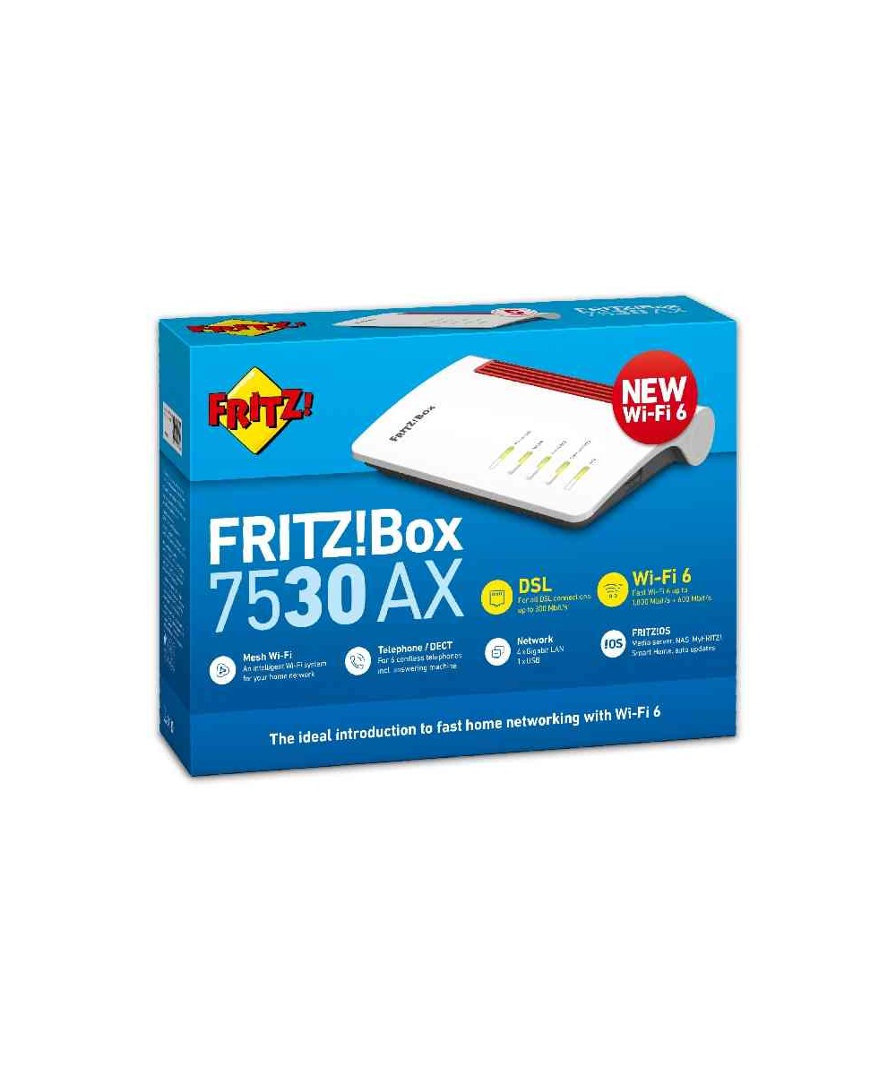 ROUTER ADSL2/VDSL2 FRITZ BOX 7530 AX INTERNATIONAL WIRELESS 6 1800 MBP