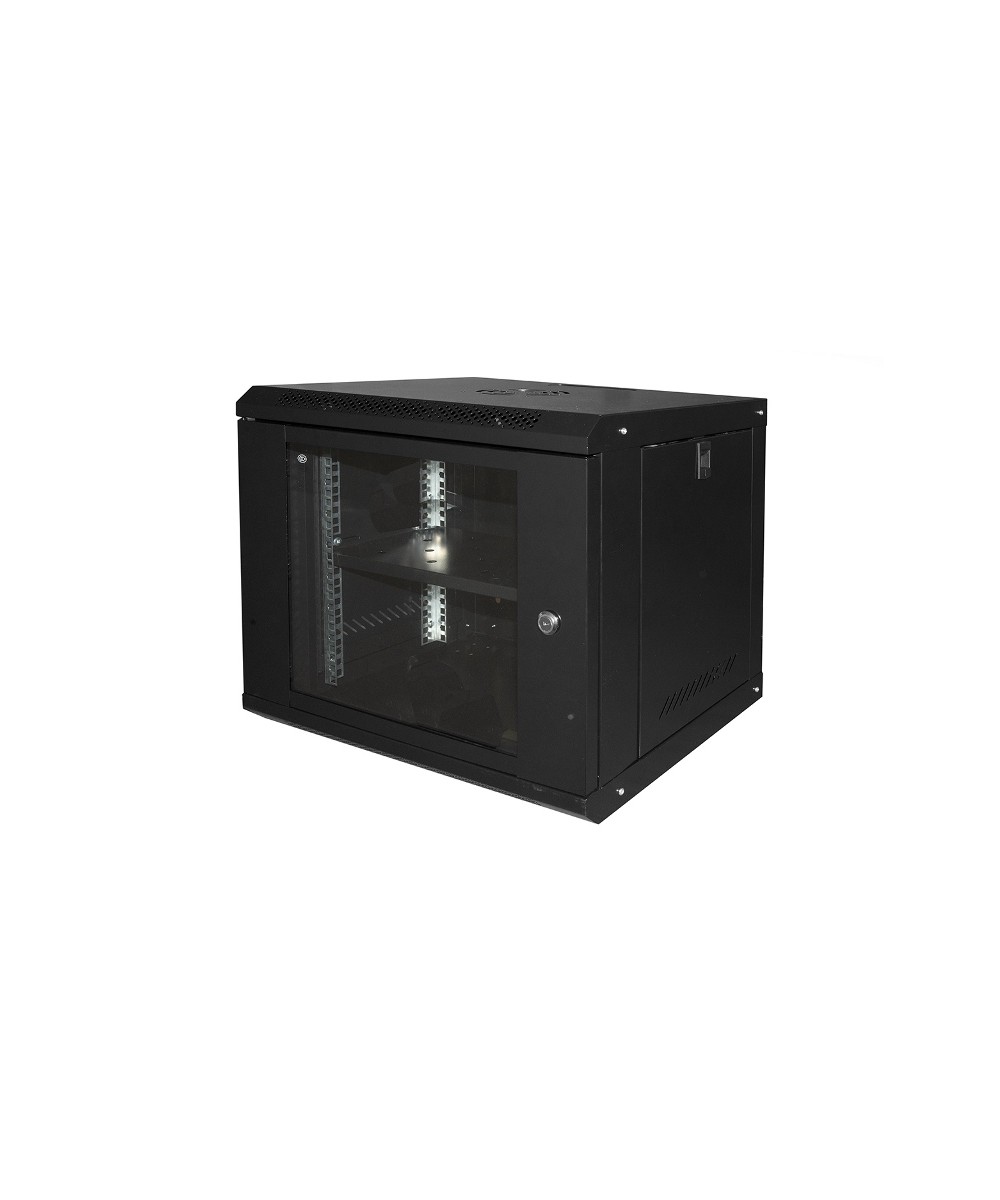 ARMADIO RACK DA MURO PER RETI 19" 9U 450X400X530 CON RIPIANO (LK1909UN