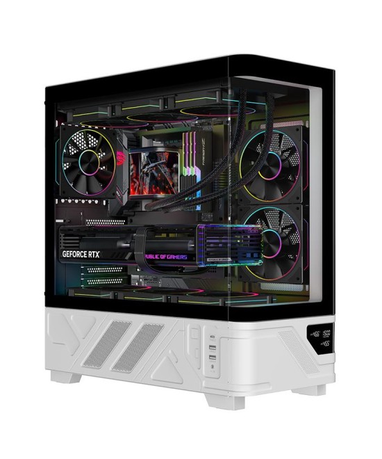 CASE GAMING TOWER NETRON CURVED - NO ALIMENTATORE - ARGB FAN - NERO/BI