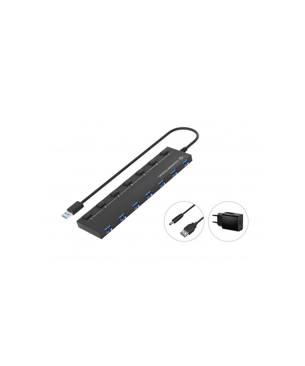 HUB USB 3.0 A 7 PORTE CON ALIMENTATORE 5.0V/3.0A (HUBBIES19BP)