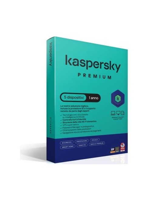 SOFTWARE ANTIVIRUS PREMIUM 1 ANNO 5 DISPOSITIVI SLIMBOX (KL1047T5EFS-S