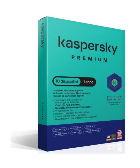SOFTWARE ANTIVIRUS PREMIUM 1 ANNO 10 DISPOSITIVI SLIMBOX (KL1047T5KFS-
